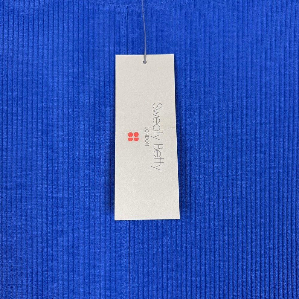Sweaty Betty Ribbed Midi Dress Short Sleeves Lightning Blue Size XS - Picture 10 of 12